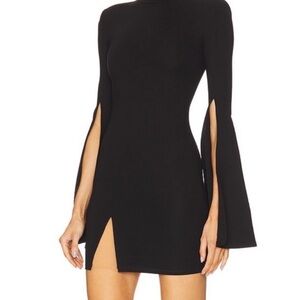 Michael Costello Black Mini Dress with Flared Sleeves